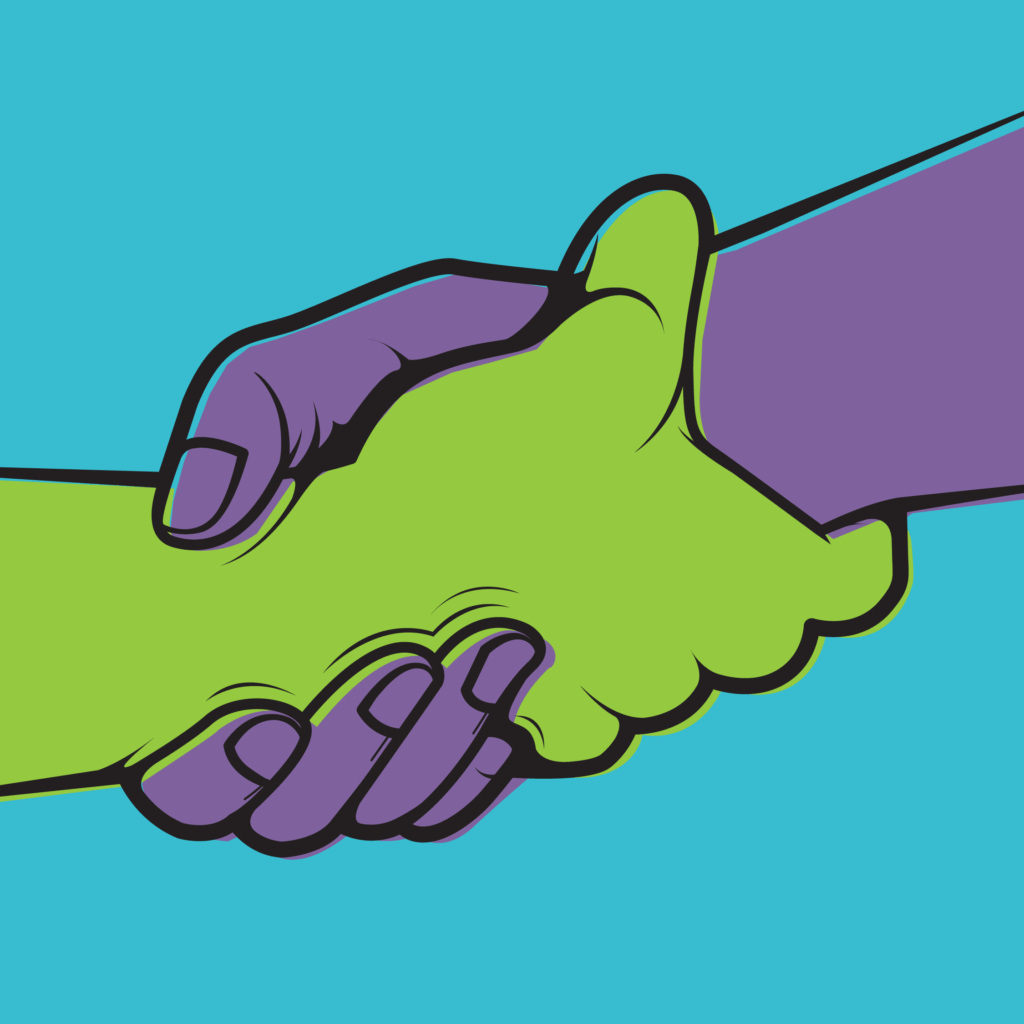 Two hands grasping each other