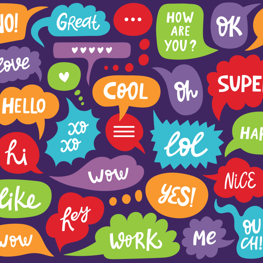A series of speech bubbles