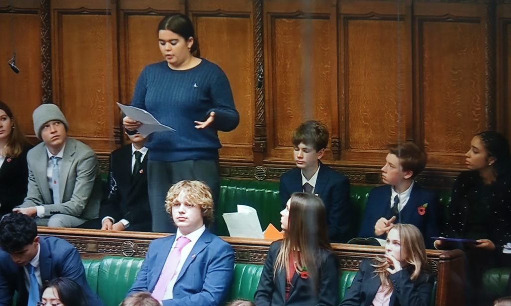 Emma Brown speaking at the House of Commons