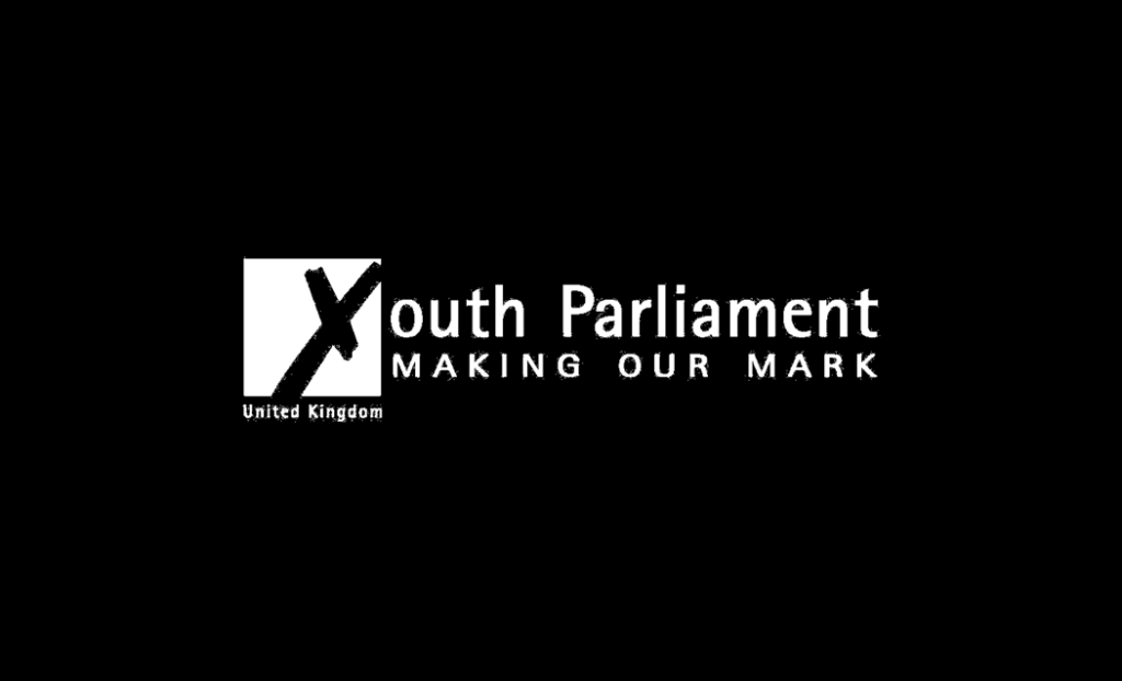 UK Youth Parliament logo on a black background.